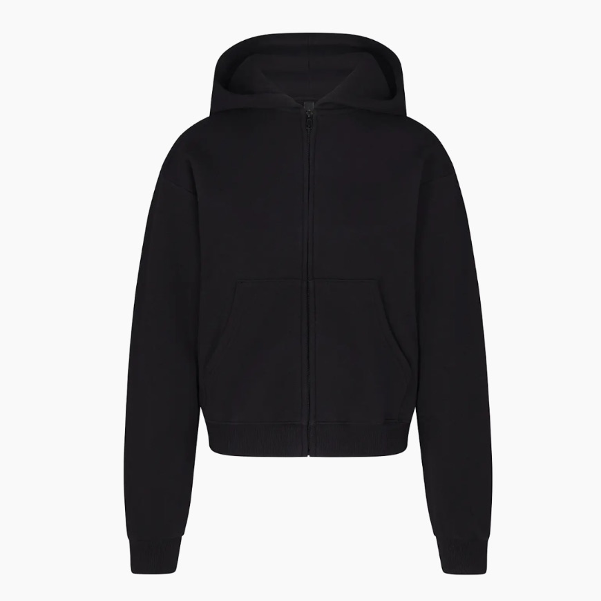 Skims *Nwt Cotton Fleece Zip Up Hoodie | Color: Onyx